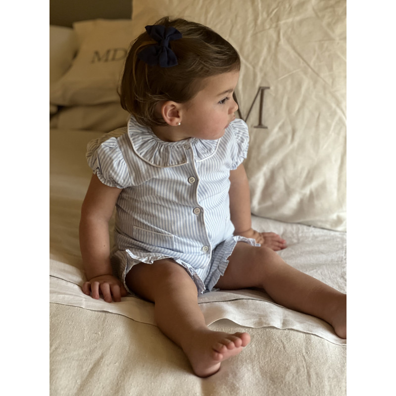 Pijama de niña rayita celeste