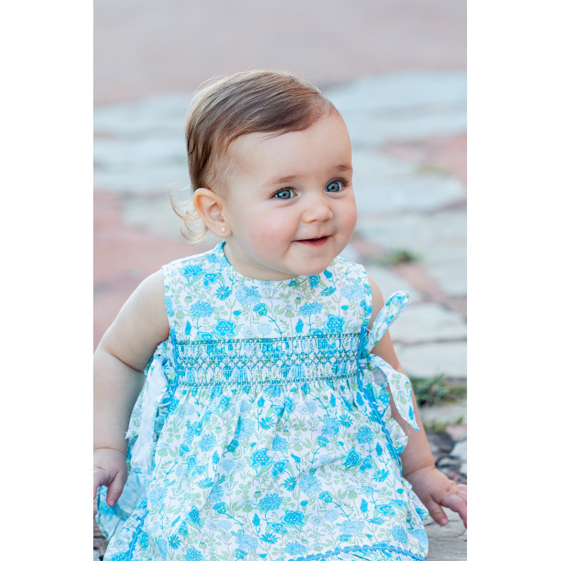 Vestido golf flor turquesa