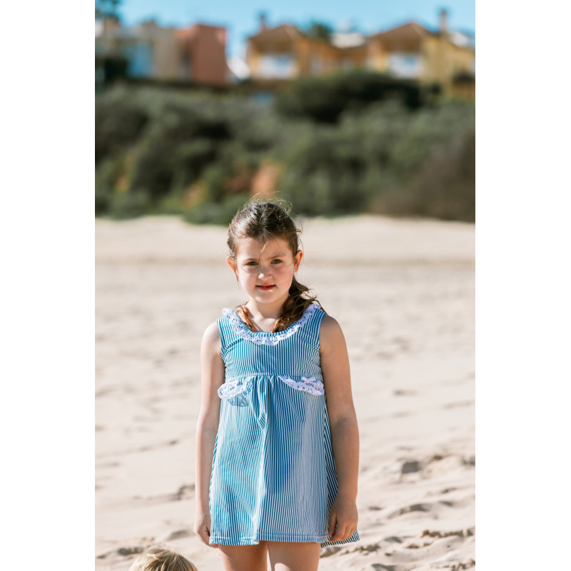 Vestido lycra raya petróleo