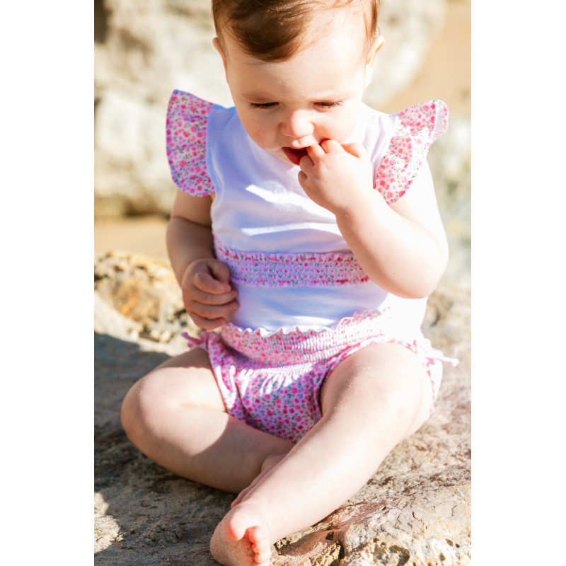 Camiseta bebé florecita rosa