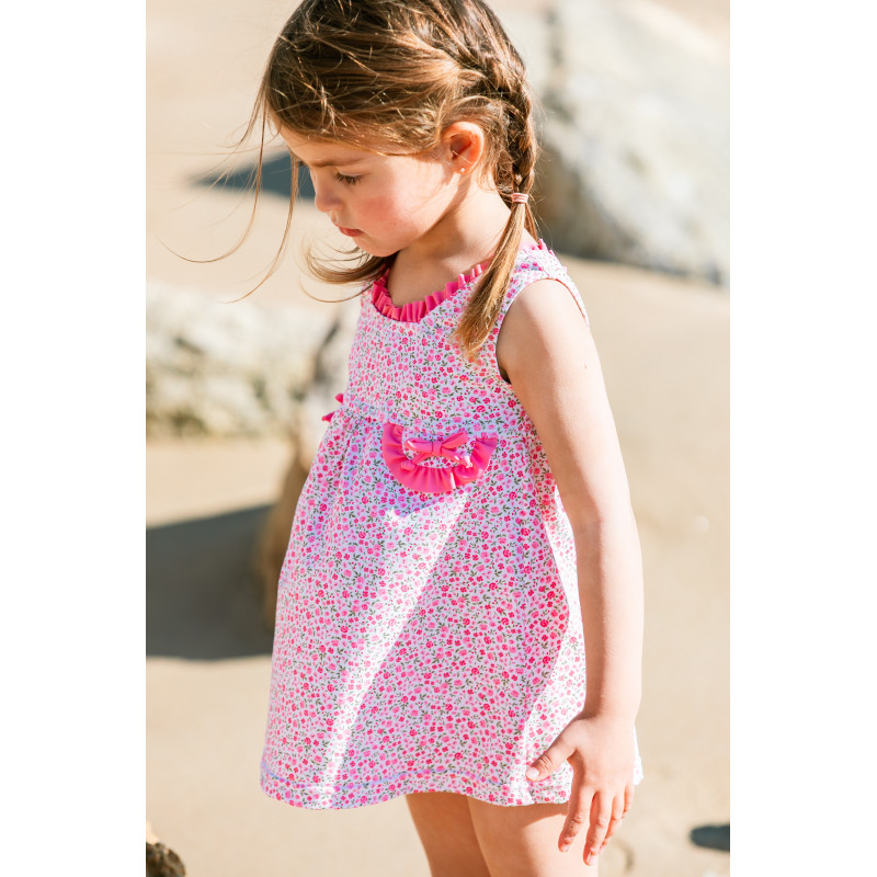 Vestido lycra florecita rosa